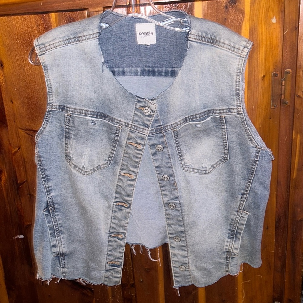Ladies Distressed Denim Vest